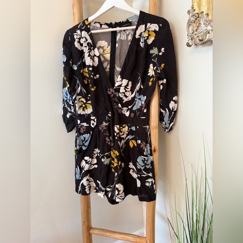 Yumi Kim Liz Floral Romper in Love Triangle Black Small - Picture 2 of 8